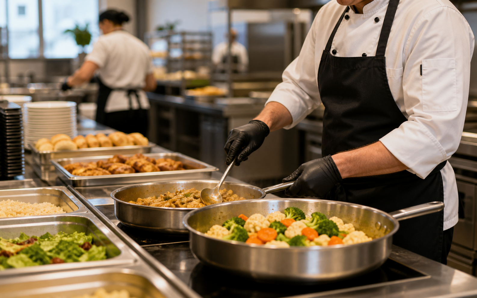 Conceptual photo of industrial canteen cook
