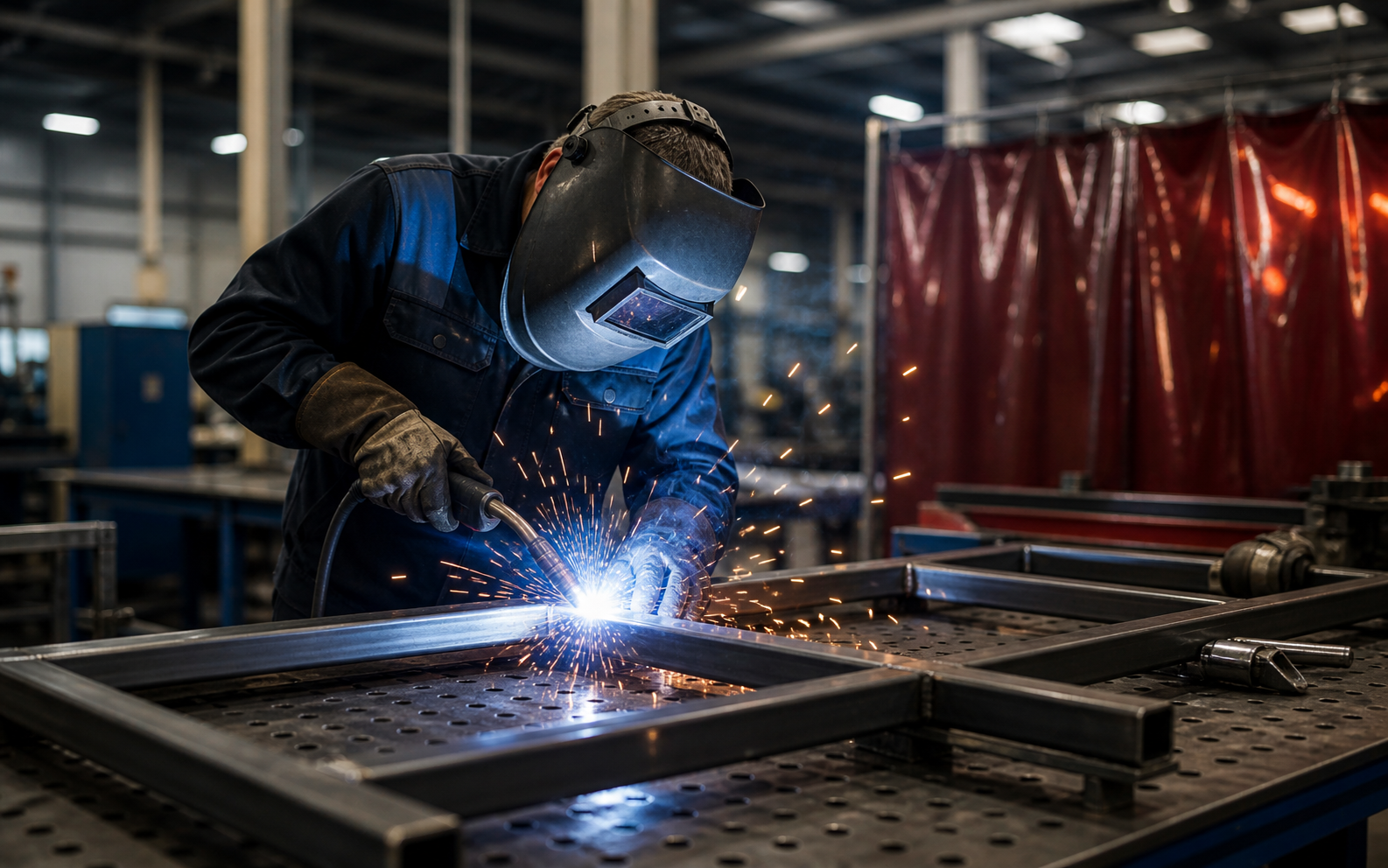 Conceptual photo of welder in protective equipment